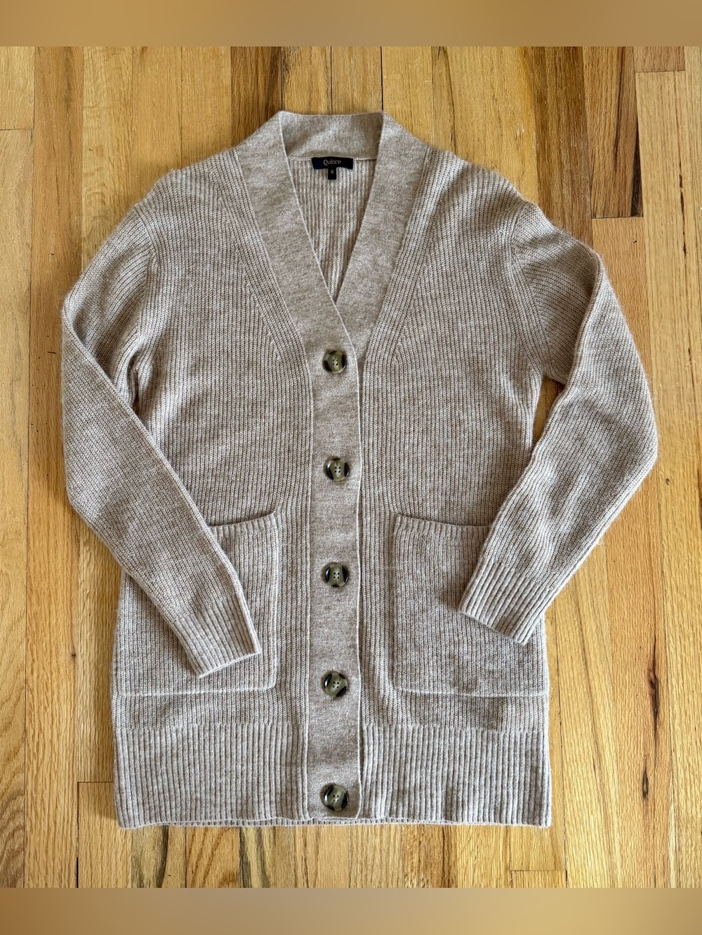 Quince Baby Alpaca/Wool Oversized Cardigan, Camel, Size S - Picture 5 of 10